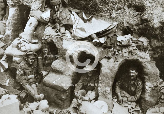 'Our men are very comfortable in the old German dug-outs', France, World War I, 1916. Creator: Unknown.