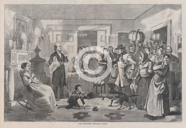 Our Minister's Donation Party (Harper's Bazar, Vol. I), December 19, 1868.ecember 19, 1868. Creator: Unknown.