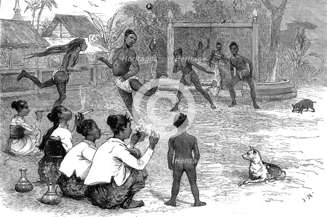 'Our Burmese brothers playing football in Mandalay', 1886.  Creator: Unknown.
