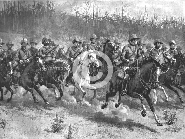 ''Our Colonial Defences--A Company of the Mounted Rifles Manoeuvring in Victoria, Australia', 1890. Creator: Unknown.