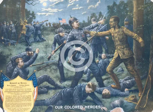 Our Colored Heroes. Henry Johnson, Needham Roberts, Honored as Heroes, 1918. Creator: Frank Hartley Anderson.