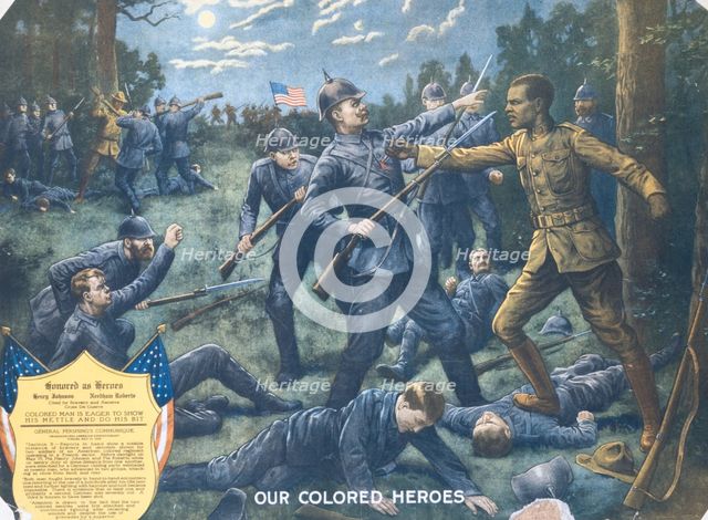 Our Colored Heroes. Henry Johnson, Needham Roberts, Honored as Heroes, 1918. Creator: Frank Hartley Anderson.