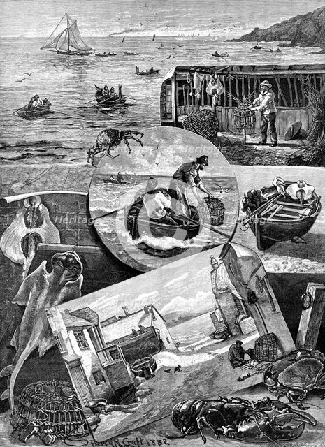 Our Fishing Industries: Crab-Catching in Cornwall, 1883. Creator: T. S. Hayley.