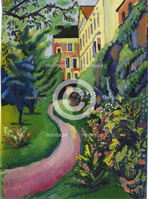 Our garden with flowering borders, 1912. Creator: Macke, August (1887-1914).