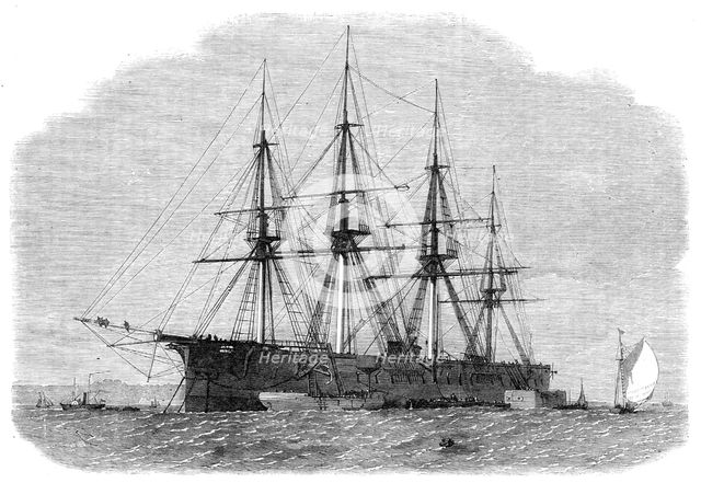 Our Iron-Clad Fleet: H.M. Steam-Frigate Achilles off Folly Point, Chatham, 1864. Creator: Unknown.