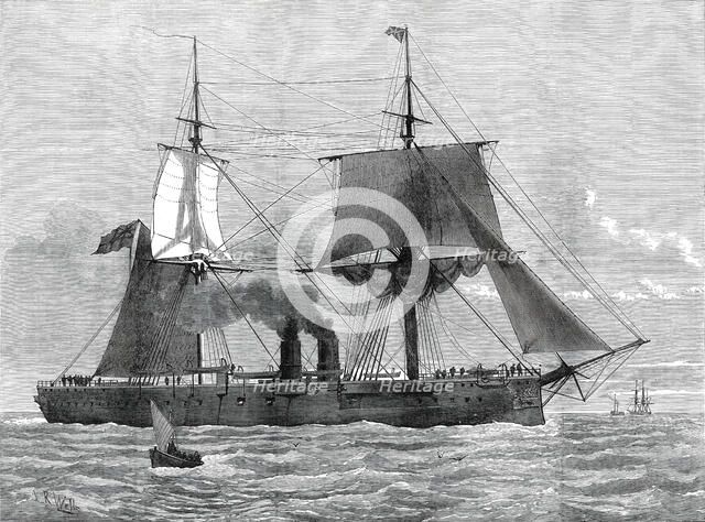 Our Ironclad Fleet: H.M.S. Temeraire, launched at Chatham on Tuesday last, 1876. Creator: Josiah Robert Wells.