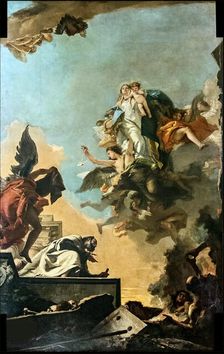Our Lady of Carmel giving the scapular to Saint Simon Stock, 1749. Creator: Tiepolo, Giambattista (1696-1770)