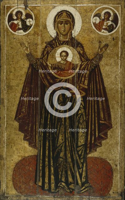 Our Lady of the Great Panagia (Orante), Early 13th cen.. Artist: Russian icon  