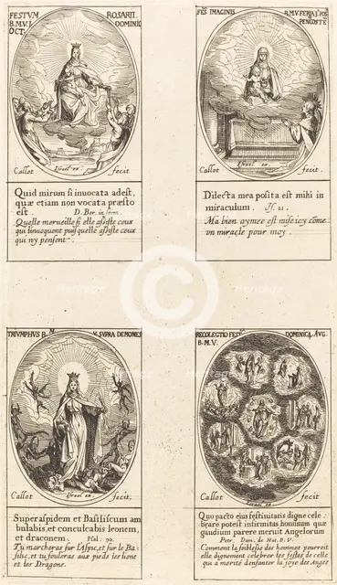 Our Lady of the Rosary; Virgin and Child Appearing in a Cloud; Triumphant Virgin; Reu. Creator: Jacques Callot.