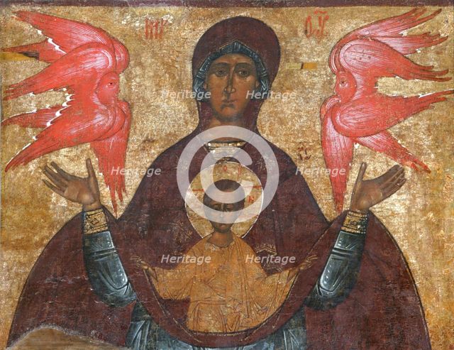 Our Lady of the Sign, 16th century. Artist: Russian icon  