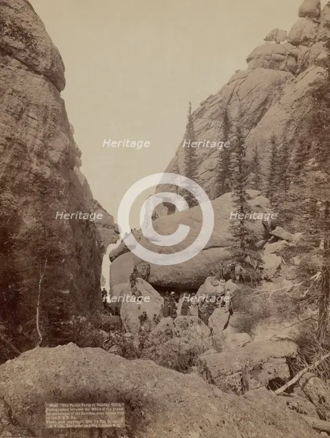 Our picnic party at Sunday Gulch Photographed between the walls of the grandest mountain..., 1891. Creator: John C. H. Grabill.