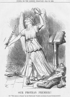 Our Protean Premier! 1885. Artist: Joseph Swain