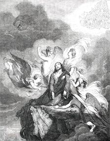 Our Saviour after the Temptation - painted by Sir George Hayter, M. A. S. L., 1850. Creator: Unknown
