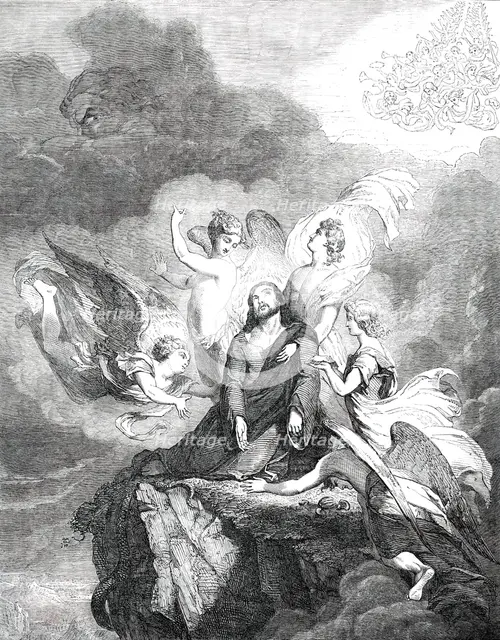 Our Saviour after the Temptation - painted by Sir George Hayter, M. A. S. L., 1850. Creator: Unknown.