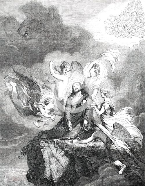 Our Saviour after the Temptation - painted by Sir George Hayter, M. A. S. L., 1850. Creator: Unknown.