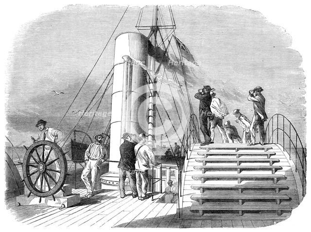 "Our Special Artist" on board The Lilian, running the blockade into Wilmington Harbour..., 1864. Creator: Unknown.