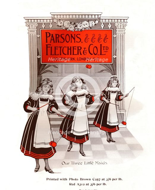 'Our Three Little Maids - Parsons, Fletcher & Co., Ltd. advertisement', 1909. Creator: Unknown.