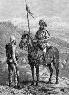 Our troops in Afghanistan: a Sowar of the 10th Bengal Lancers, and a private of the 9th Foot, 1880. Creator: Unknown