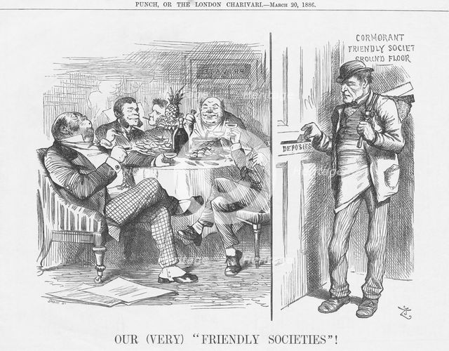 'Our (Very) "Friendly Societies"!', 1886. Creator: Joseph Swain.