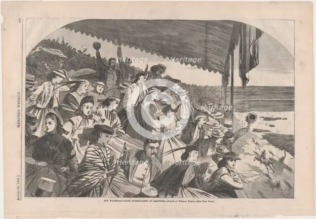 Our Watering Places - Horse Racing at Saratoga (Harper's Weekly, Vol. IX), 1865. Creator: Unknown.