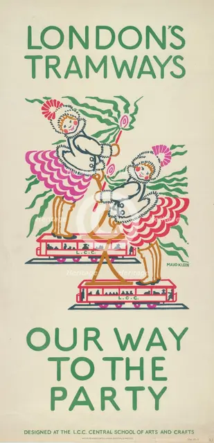 'Our Way to the Party', London County Council (LCC) Tramways poster, 1924. Artist: Maud Klein