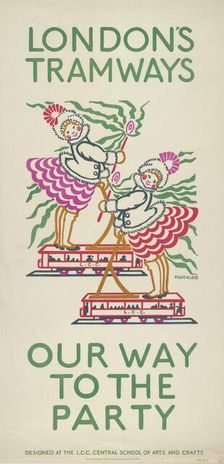 Our Way to the Party London County Council (LCC) Tramways poster, 1924. Artist: Maud Klein