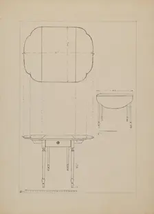 Oval Table Drop Leaf, 1935/1942. Creator: Edith Magnette