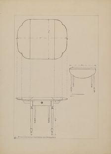 Oval Table Drop Leaf, 1935/1942. Creator: Edith Magnette