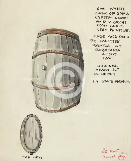 Oval Water Cask, 1935/1942. Creator: Unknown.