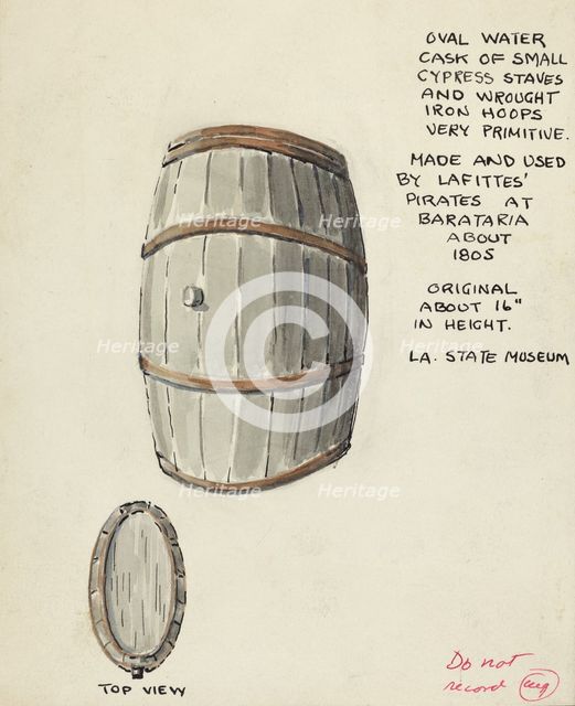 Oval Water Cask, 1935/1942. Creator: Unknown.