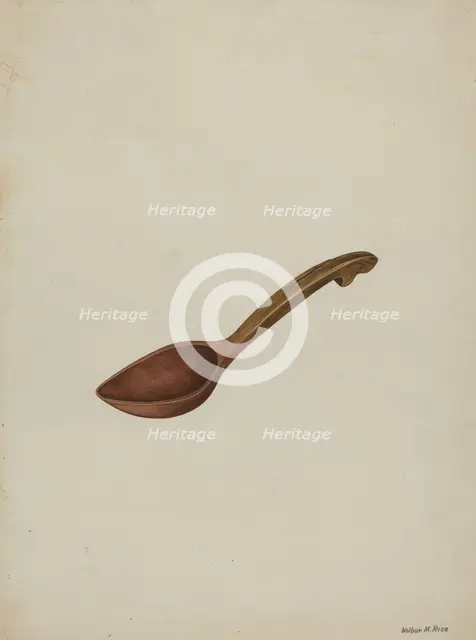 Oval Wooden Spoon, c. 1937. Creator: Wilbur M Rice.