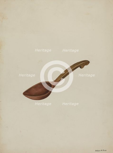 Oval Wooden Spoon, c. 1937. Creator: Wilbur M Rice.