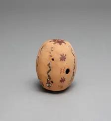 Oval Flute Painted with Serpent and Abstract Star Motifs, 180 B.C./A.D. 500. Creator: Unknown