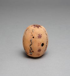 Oval Flute Painted with Serpent and Abstract Star Motifs, 180 B.C./A.D. 500. Creator: Unknown