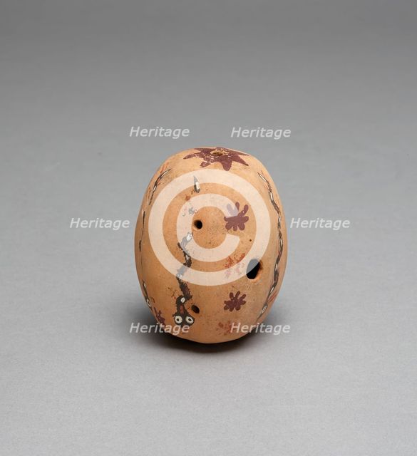 Oval Flute Painted with Serpent and Abstract Star Motifs, 180 B.C./A.D. 500. Creator: Unknown.