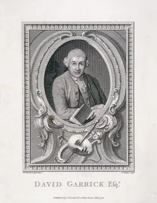 Oval portrait of David Garrick, 1776. Artist: J Collyer