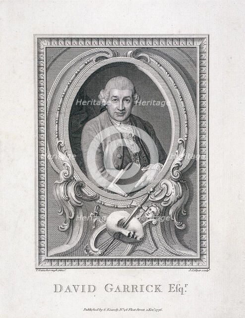 Oval portrait of David Garrick, 1776. Artist: J Collyer