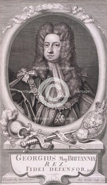 Oval portrait of George I, King of Great Britain, 1718. Artist: George Vertue
