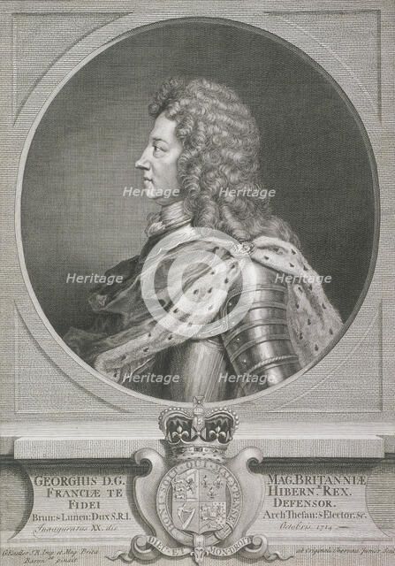 Oval portrait of George I, King of Great Britain, c1700. Artist: J Chereau