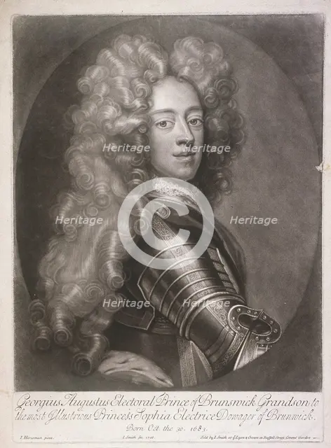 Oval portrait of George II, King of Great Britain, 1706. Artist: Joseph Smith