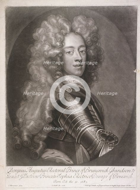 Oval portrait of George II, King of Great Britain, 1706. Artist: Joseph Smith
