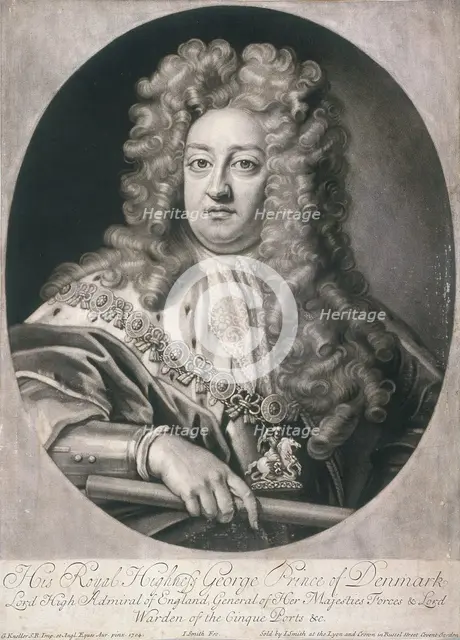 Oval portrait of George, Prince of Denmark, 1704. Artist: Joseph Smith