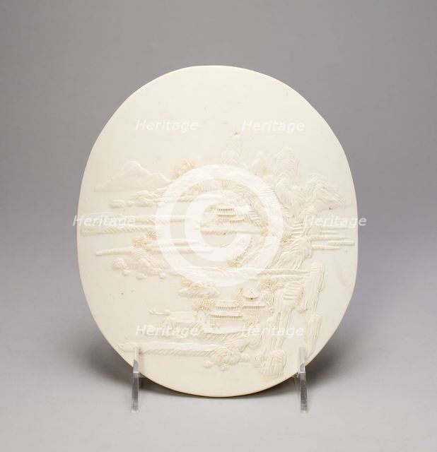 Oval Plaque with Landscape, Qing dynasty (1644-1911), 18th century. Creator: Unknown.