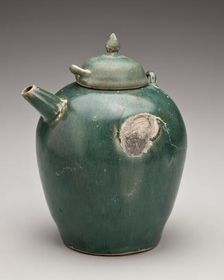 Oval-shaped ewer with lid, 800s. Creator: Unknown