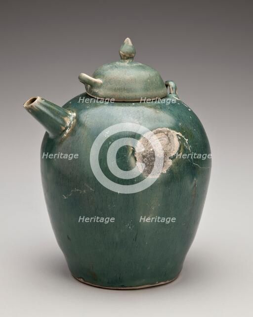 Oval-shaped ewer with lid, 800s. Creator: Unknown.
