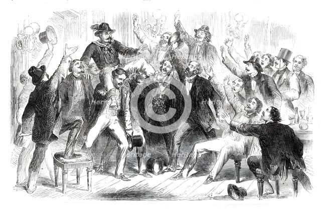 Ovation to the first Garibaldian who entered the Café di Europa, Naples..., 1860. Creator: Unknown.