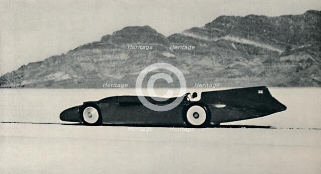 'Over 300 miles an hour on the Salt Flats, Bonneville, Utah', 1937. Artist: Unknown.