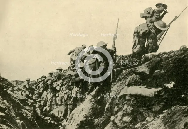 '"Over the Top": Canadian troops leaving their trenches...', First World War, c1916, (c1920).  Creator: Unknown.