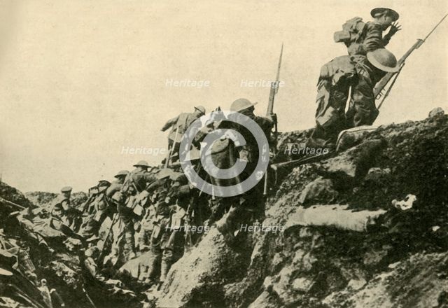 '"Over the Top": Canadian troops leaving their trenches...', First World War, c1916, (c1920).  Creator: Unknown.