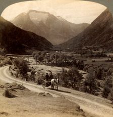 Over fertile fields of Vide Valley, near Skaare, to Mr. Skaala's icy heights (6360 ft.) Norway 19 Creator: Unknown